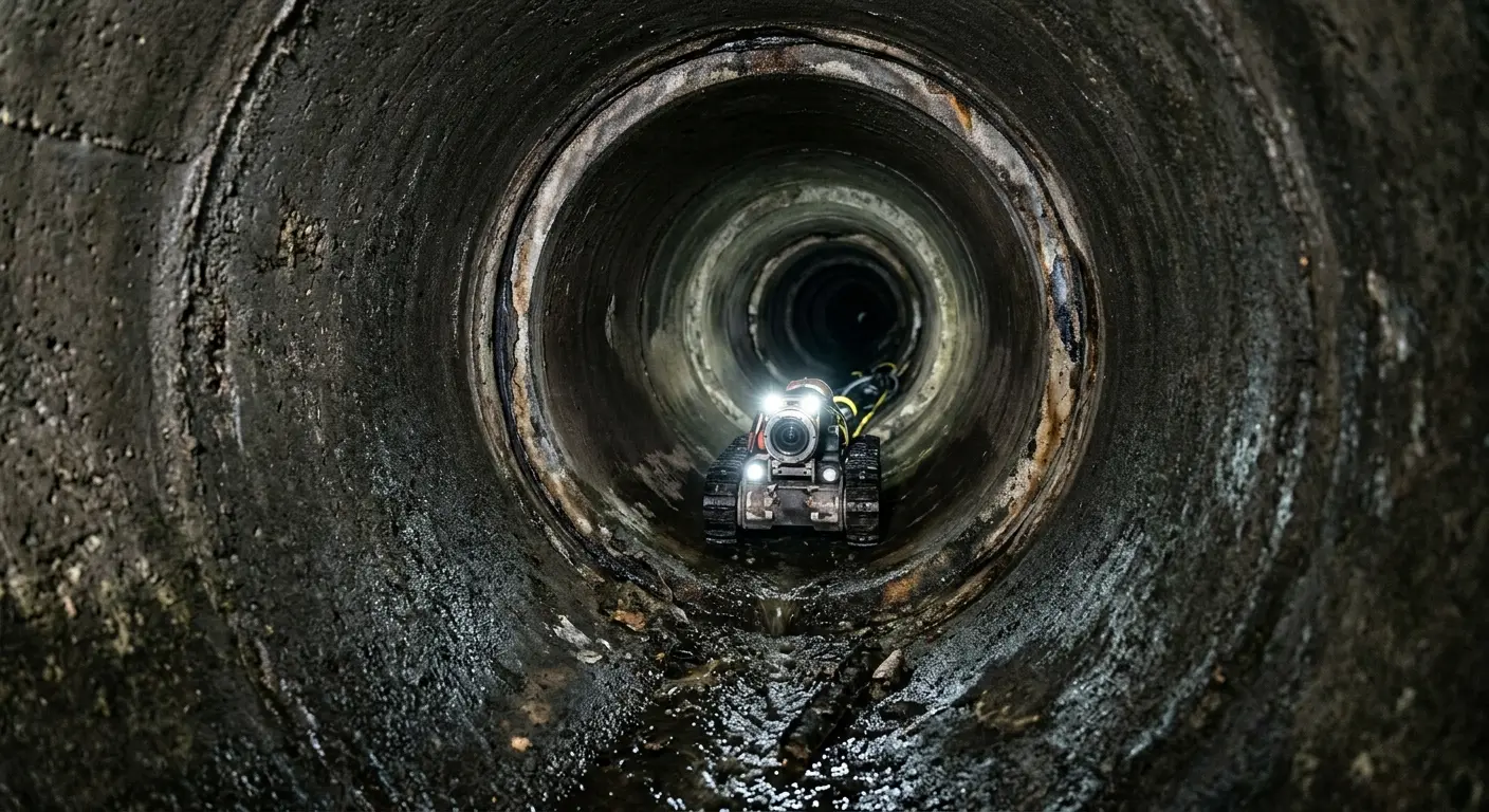 Robotic sewer camera inspecting pipe interior for Sewer Line Repair in Norman